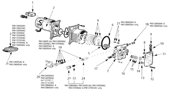 Pump Parts Diagram and Parts List for PW1380  Campbell Hausfeld Pressure Washer
